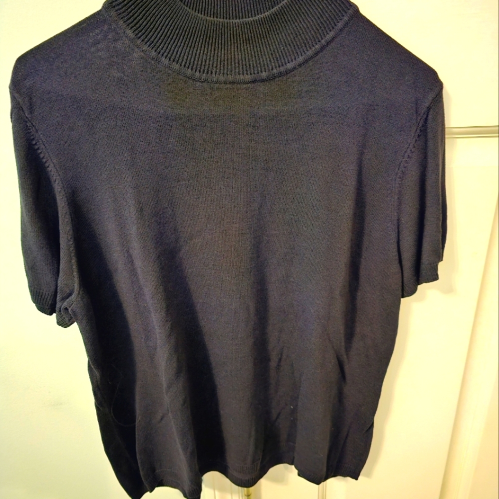 Black short-sleeved mock turtleneck